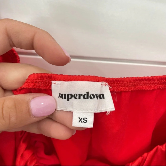 Superdown Lesley Tie Front Top in Red XS - Picture 10 of 12